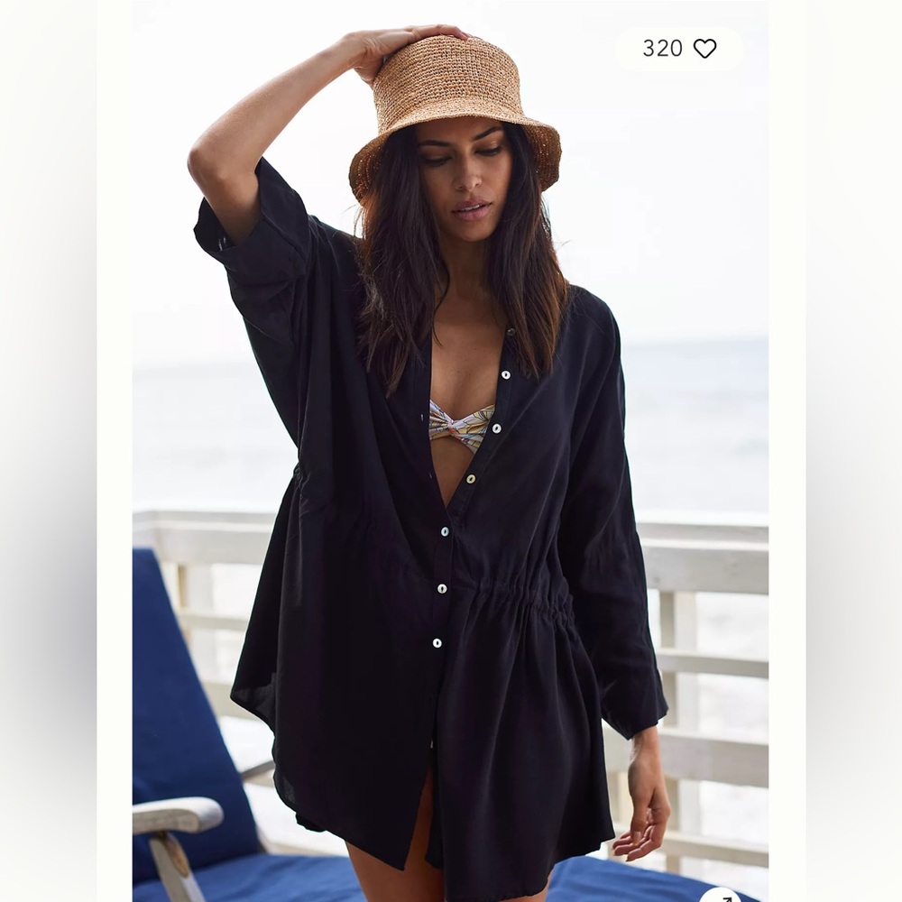 LSPACE Pacifica Tunic Black Swim Cover-Up Black XS/S